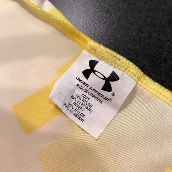 Under Armour Yellow Pixel Ombré Athlettic Tankini Swimsuit Top Halter Tie Dye - Picture 14 of 14
